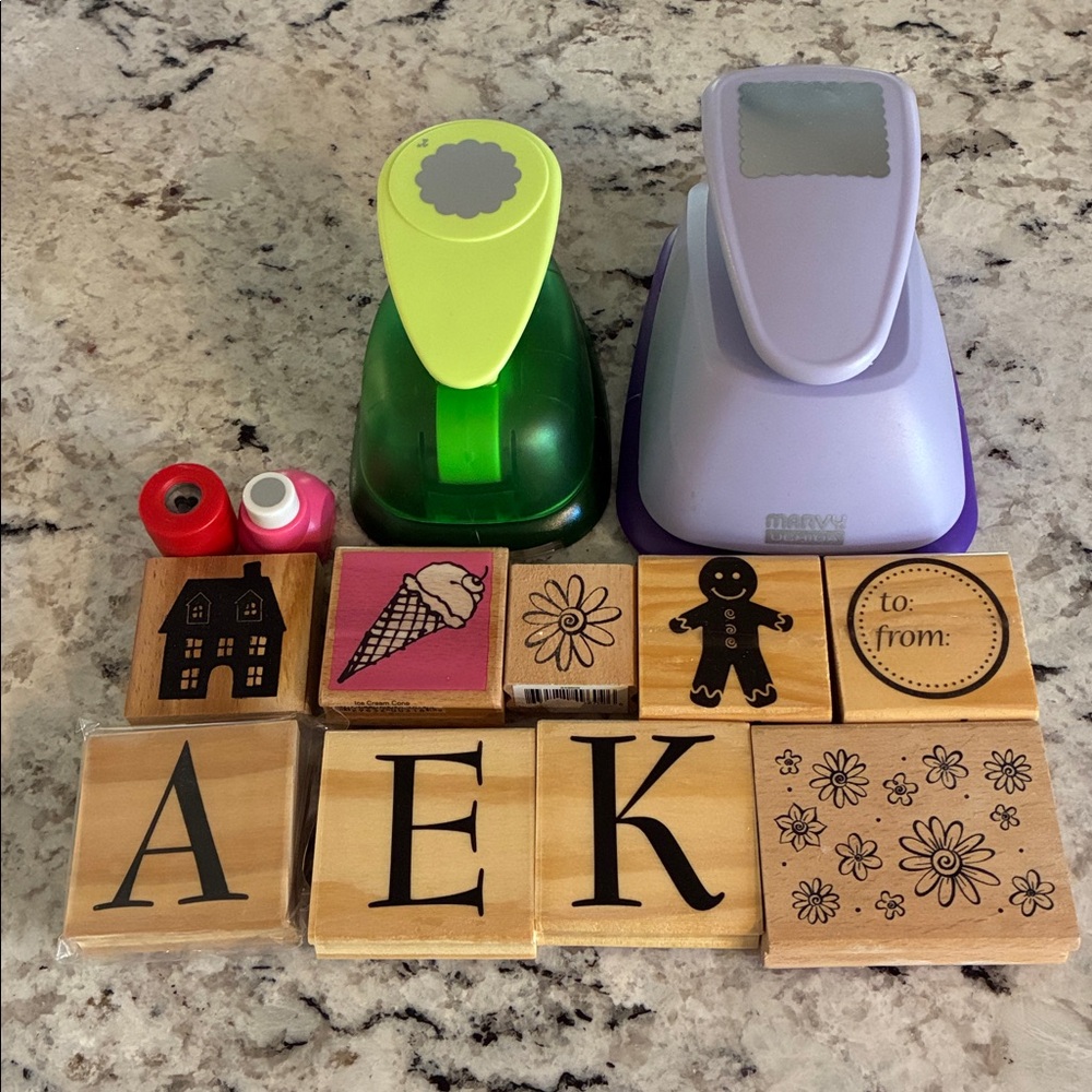 Craft Punch and Stamp Set - Green and Purple